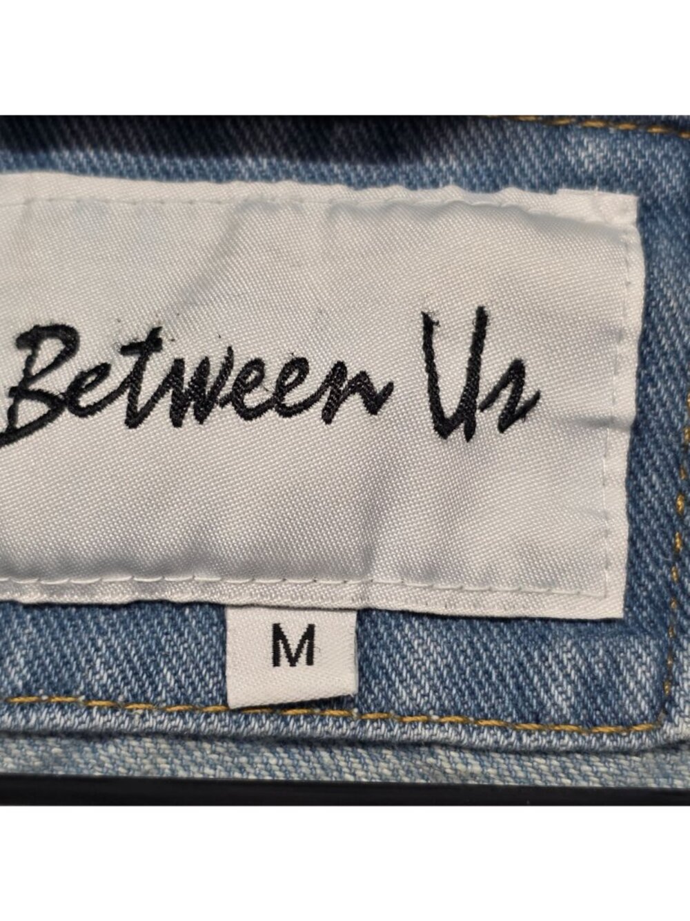 Womens Between Us Pearl Embellished Distressed Blue Denim Jacket 100% Cotton M - Picture 3 of 9